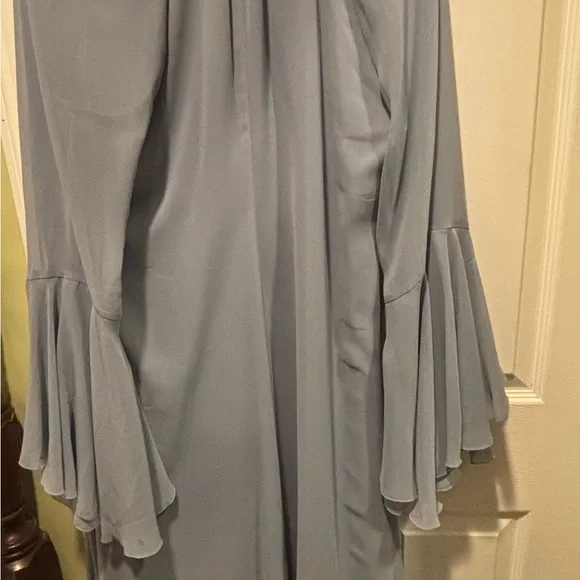 Elegant H&M Edition Light Blue Ruffle-Sleeve V-Neck Long Dress. Sz Large - Picture 6 of 7
